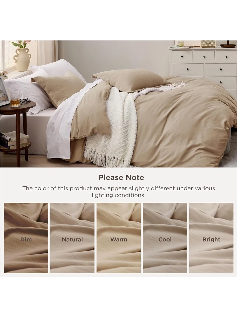 NEW Bedsure Light Brown Oversized King Duvet Cover - 3 Pieces Prewashed